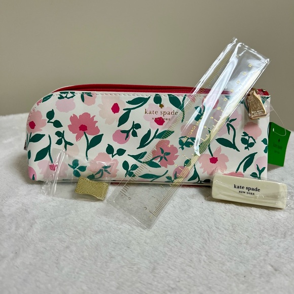 Kate Spade Pink and Green Floral Pencil Case - Picture 2 of 3